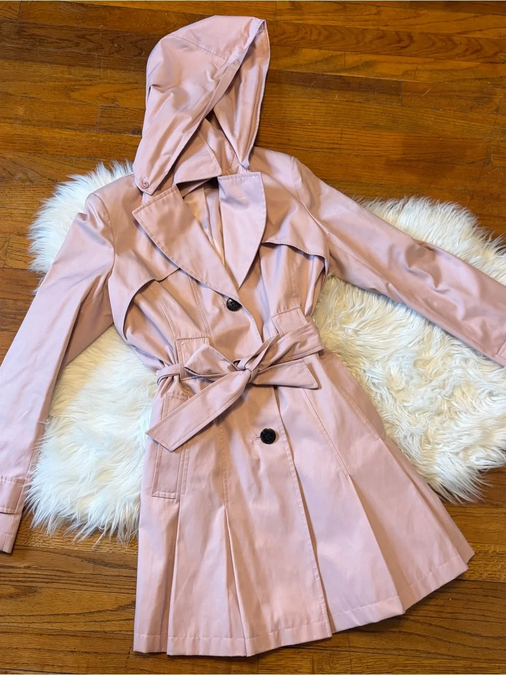 Via Spiga Hooded Trench Coat in Blush